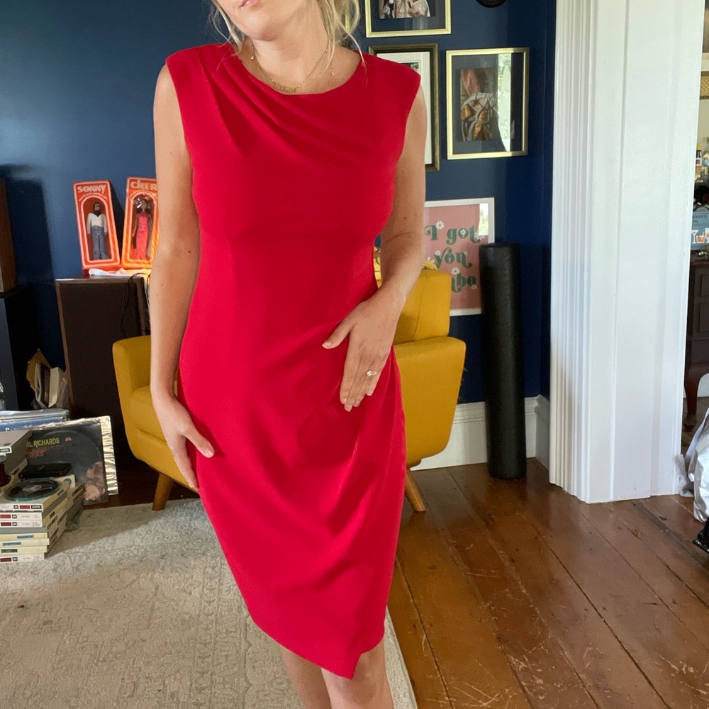 Red Calvin Klein Cocktail Bodycon Dress